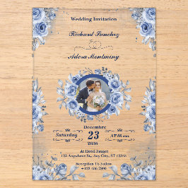 Acrílicas Invitaciones de boda de acrílico con foto minimali