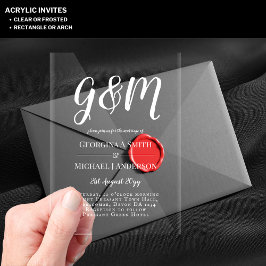 Acrílicas Invitaciones de boda de acrílico con iniciales en