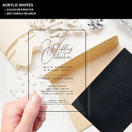 Acrílicas Invitaciones de boda de acrílico con texto negro y
