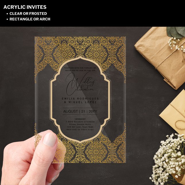 Acrílicas Invitaciones de boda de acrílico con texto negro y (Subido por el creador)