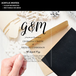 Acrílicas Invitaciones de boda de acrílico con texto negro y