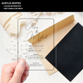 Acrílicas Invitaciones de boda de acrílico con texto negro y