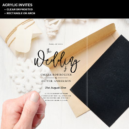 Acrílicas Invitaciones de boda de acrílico con texto negro y