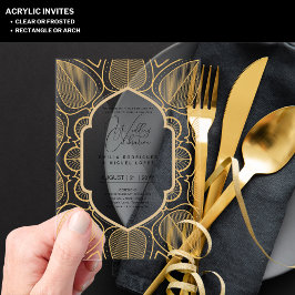 Acrílicas Invitaciones de boda de acrílico con texto negro y