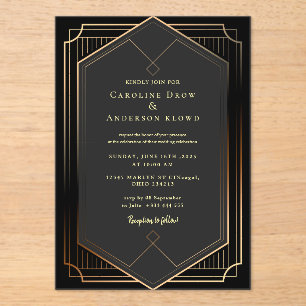 Acrílicas Invitaciones de boda de acrílico de ORO