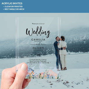 Acrílicas Invitaciones de boda de acrílico de Zazzle Montaña