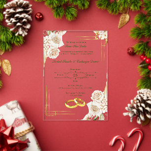 Acrílicas Invitaciones de boda de acrílico elegantes beige y