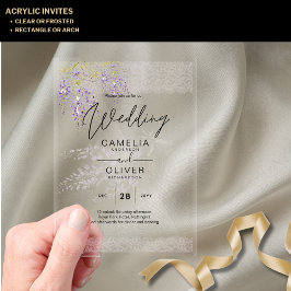 Acrílicas Invitaciones de boda de acrílico Flores de glicina