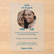 Invitaciones de boda de acrílico minimalistas eleg