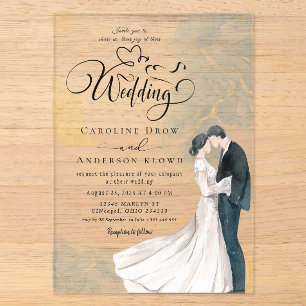 Acrílicas Invitaciones de boda de acrílico pintadas a mano m