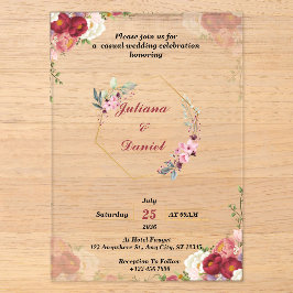 Acrílicas Invitaciones de boda de acrílico rosa personalizad