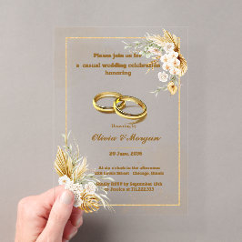 Acrílicas Invitaciones de boda de acrílico simples beige y d