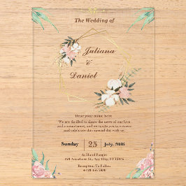 Acrílicas Invitaciones de boda de acrílico transparentes ros