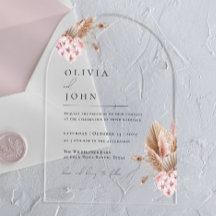 Invitaciones de boda de hierba de Pampas floral bo