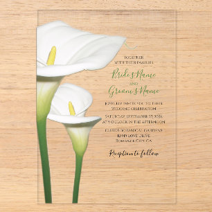 Acrílicas Invitaciones de boda de lirios de Calla blancos el