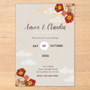 Acrílicas Invitaciones de boda otoñal rústicas