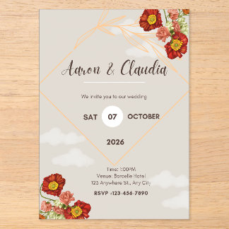 Acrílicas Invitaciones de boda otoñal rústicas