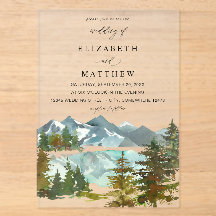 Invitaciones de Boda Rústicas Montañas & Árboles V