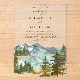 Acrílicas Invitaciones de Boda Rústicas Montañas & Árboles V