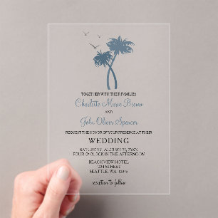 Acrílicas Invitaciones de casamiento de palmeras tropicales 