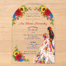 Invitaciones de Quinceañera Mexicana Flores Colori