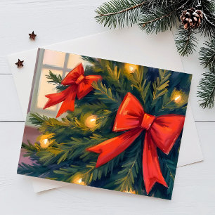 Acrílico de árbol de Navidad con lazos rojos
