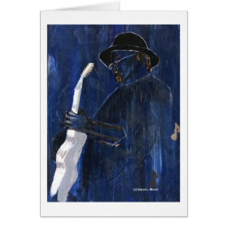 Acrílico de pintura azul del guitarrista de los
