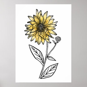 Acrílico en agua estética de girasol de arte de lí