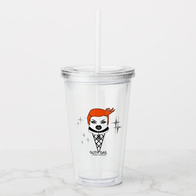 Acrílico Vaso de plástico con tapa GOTH GAIL Creamy dreamie (Anverso)