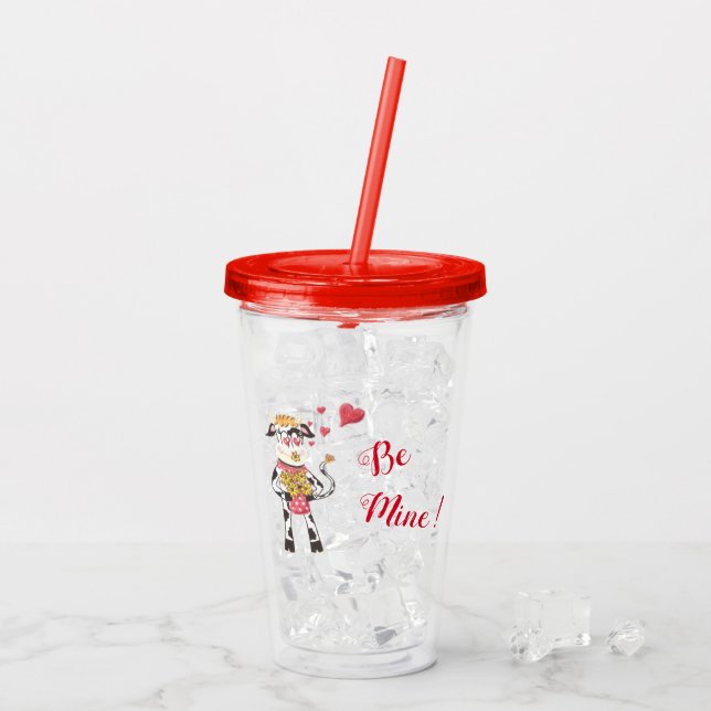 Acrílico Vaso lindo del el día de San Valentín de la vaca (Reverso (hielo))