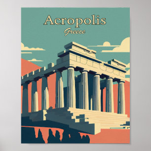 Acrópolis Atenas Grecce Poster de arte Minimalista