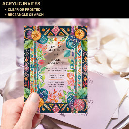 Acrylic Claro Invitación de Boda Fiesta Folkart Fl