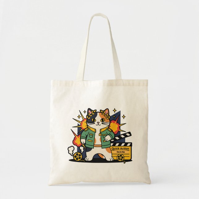 Action Cat Hero en el set - bolsa tote (Frente)