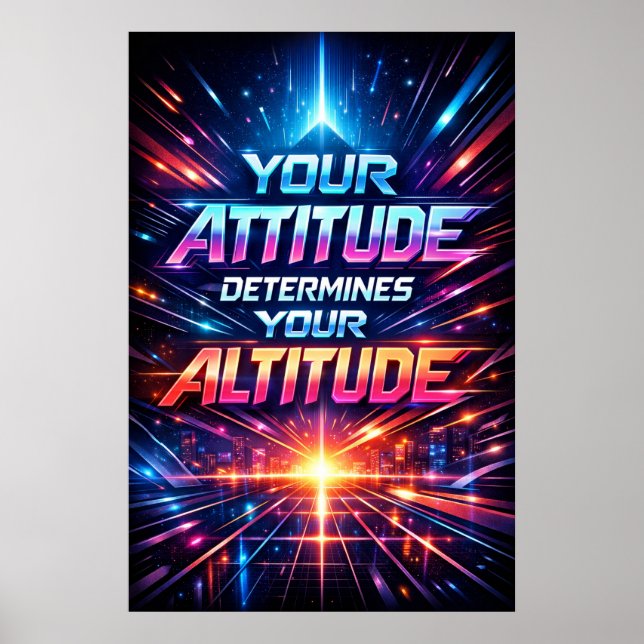 Actitud Determina Altitud Arte de Tipografía Neon (Frente)
