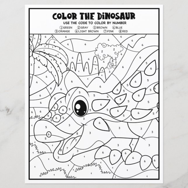 Actividad de dinosaurios para niños Hoja para colo (Anverso)