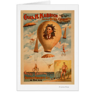 Acto del paracaídas de la bicicleta en teatro del