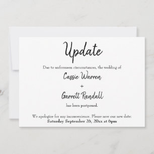 "Actualización" Anuncio de Boda Pospuesta