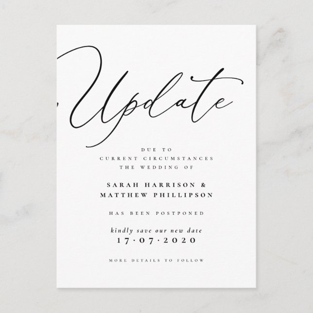 Actualización: Anuncio de Boda pospuesto (Anverso)