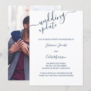 Actualización de Boda de escritura azul de tarjeta