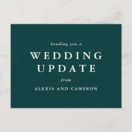 actualización de boda tarjeta postal verde clásica