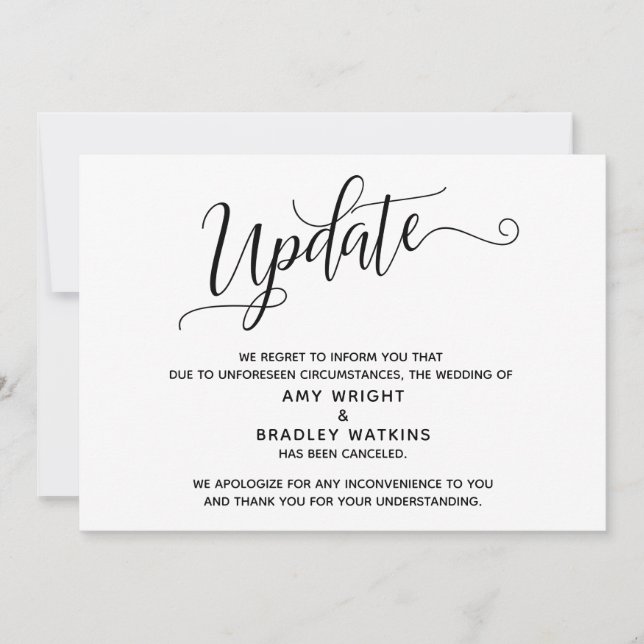 Actualización de Invitación Boda cancelada elegant (Anverso)