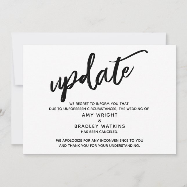 Actualización de Invitación de Boda cancelada por  (Anverso)