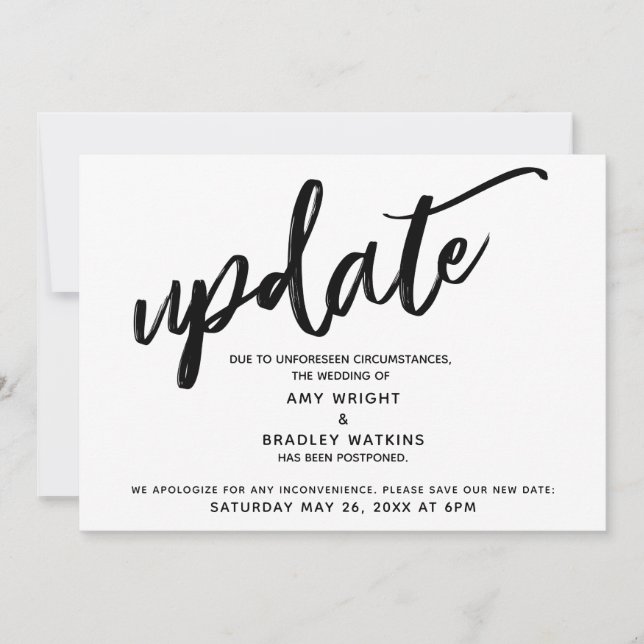 Actualización de Invitación de Boda posponeada de  (Anverso)