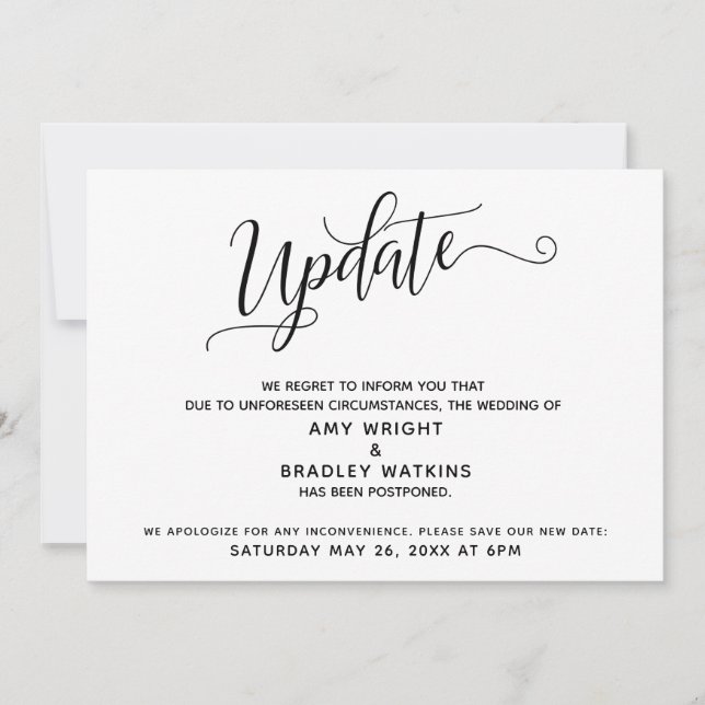 Actualización elegante de Invitación Boda posponea (Anverso)