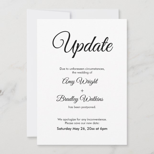 Actualización elegante de Invitación Boda pospuest (Anverso)