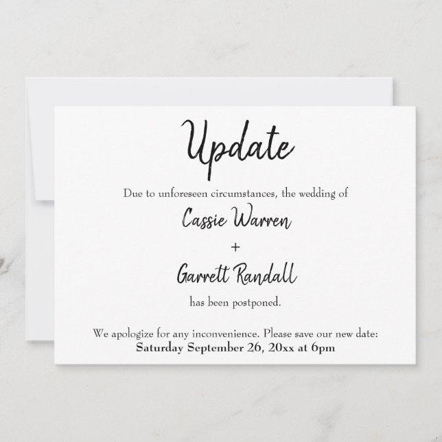 "Actualizar" Invitación de Boda pospuesta (Anverso)