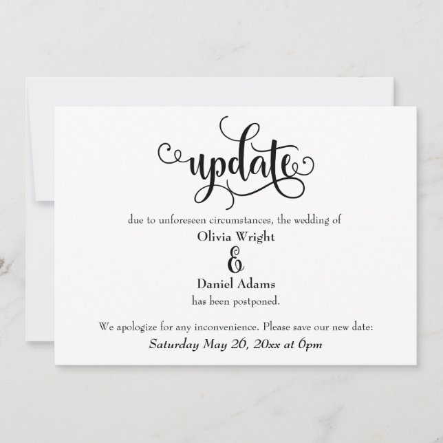 Actualizar Invitación de Boda pospuesto de script (Anverso)