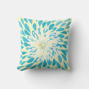 Acua, marfil y amarillo flor moderna almohada flor