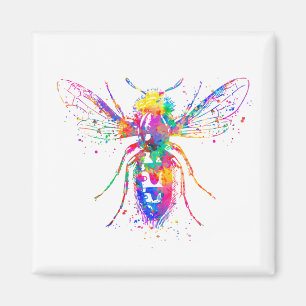 Acuarela Abeja 2 pulgadas cuadrado imán