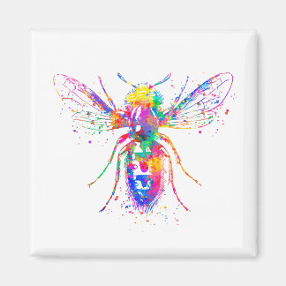 Acuarela Abeja 2 Pulgadas de imán cuadrado